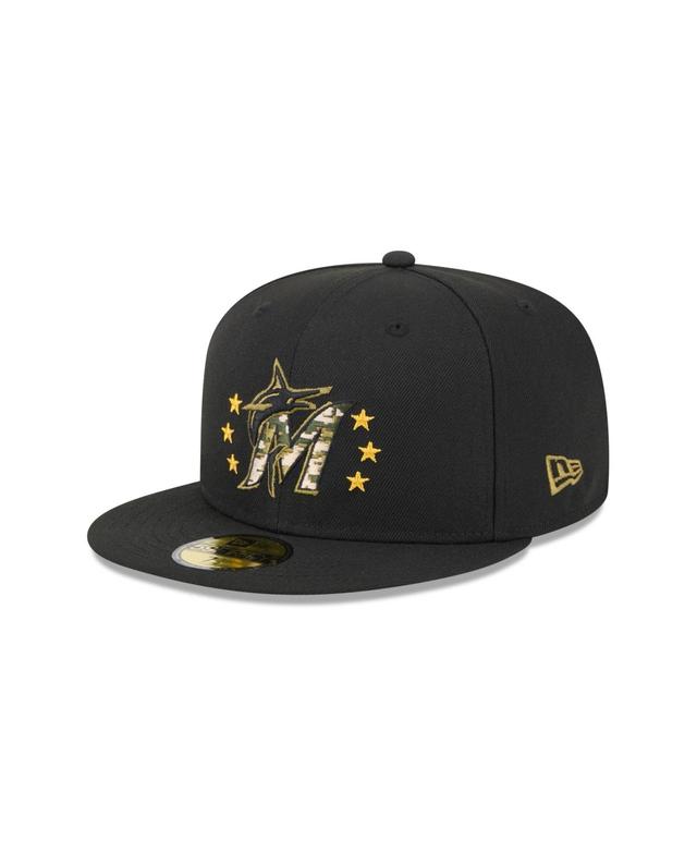 New Era Mens Black Miami Marlins 2024 Armed Forces Day On-Field 59FIFTY Fitted Hat Product Image