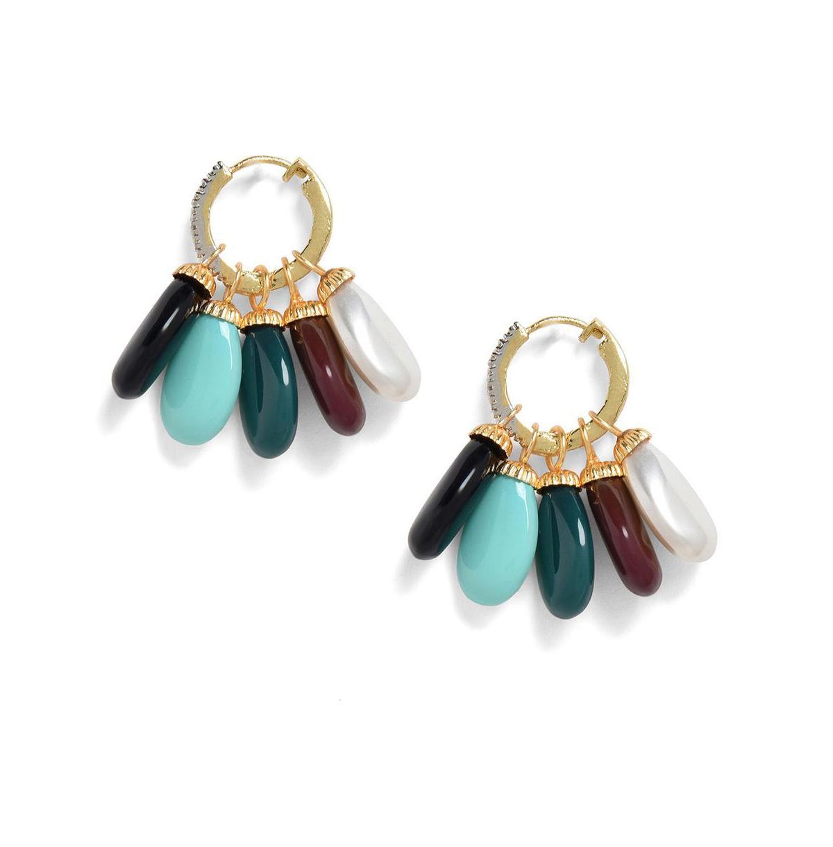 Sohi Womens Multicolor Charm Drop Hoop Earrings Product Image