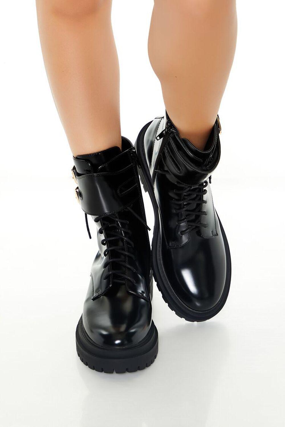 Buckled Lug-Sole Combat Booties | Forever 21 Product Image