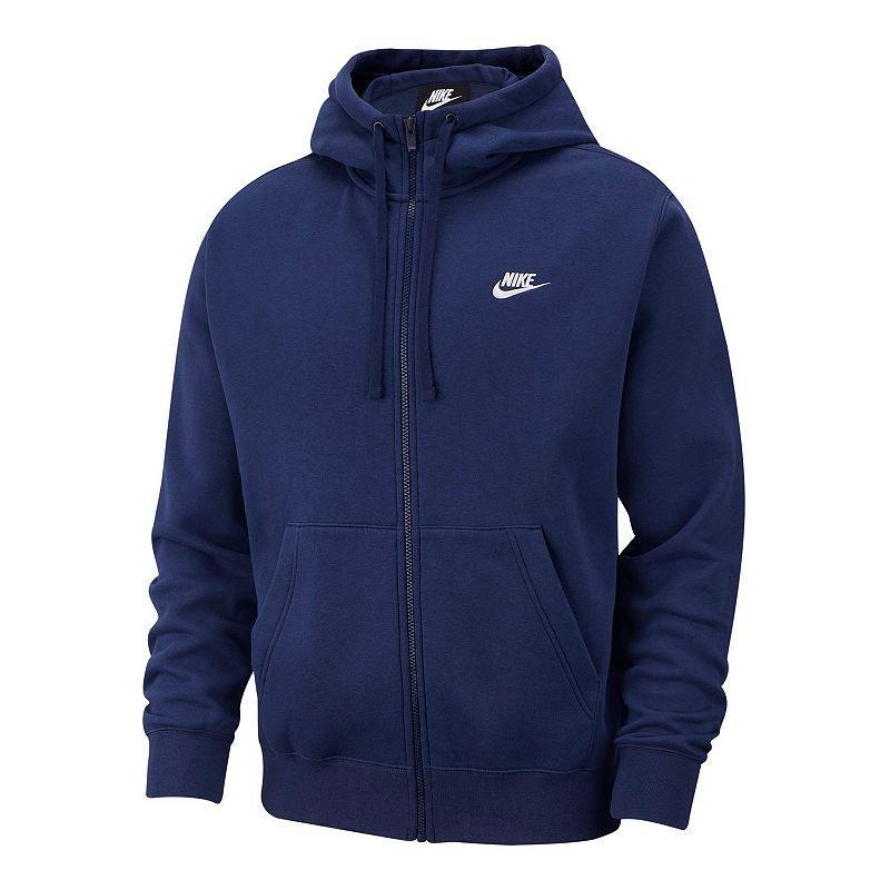 Nike Mens Nike Club Full-Zip Hoodie - Mens White/Midnight Navy Product Image