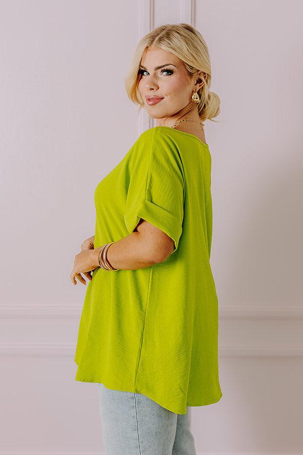 Champagne And Peonies Shift Top In Lime Curves Product Image