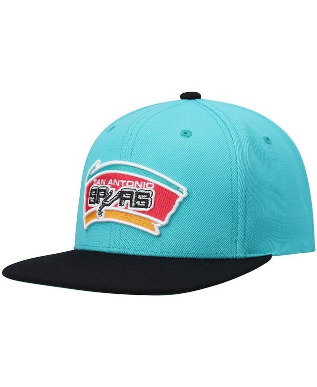 Mens Mitchell & Ness Teal/Black San Antonio Spurs Hardwood Classics Team Two-Tone 2.0 Snapback Hat, Blue Product Image