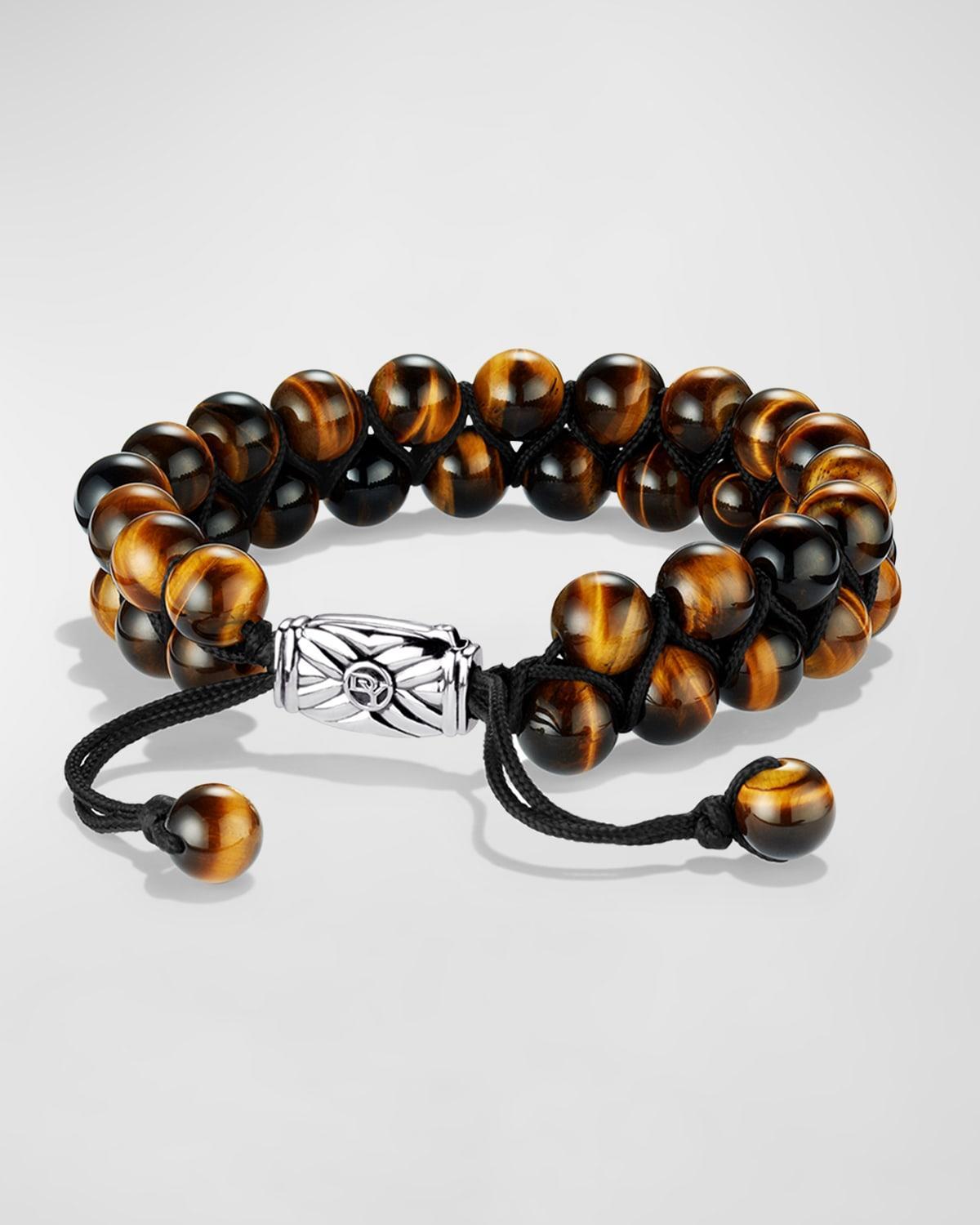 David Yurman Mens Spiritual Beads Two-Row Bracelet with Tigers Eye Product Image