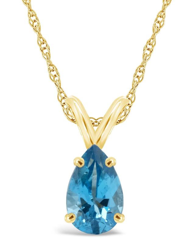 Celebration Gems 14k Gold Gemstone Teardrop Pendant Necklace, Womens Blue Topaz Product Image