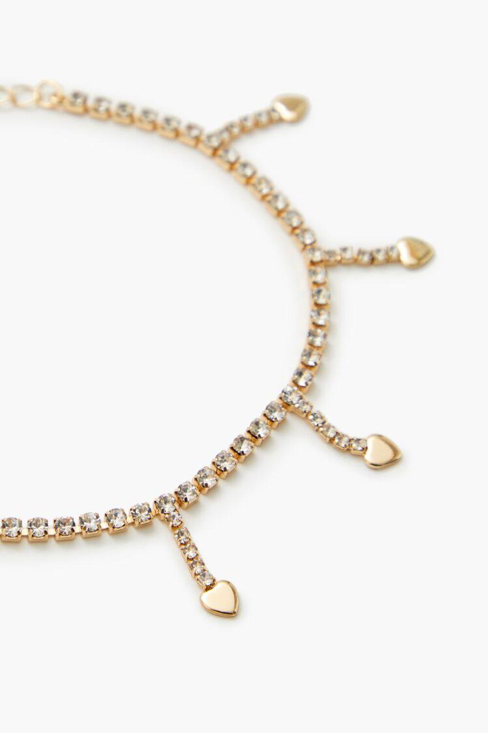 Rhinestone Heart Charm Anklet | Forever 21 Product Image