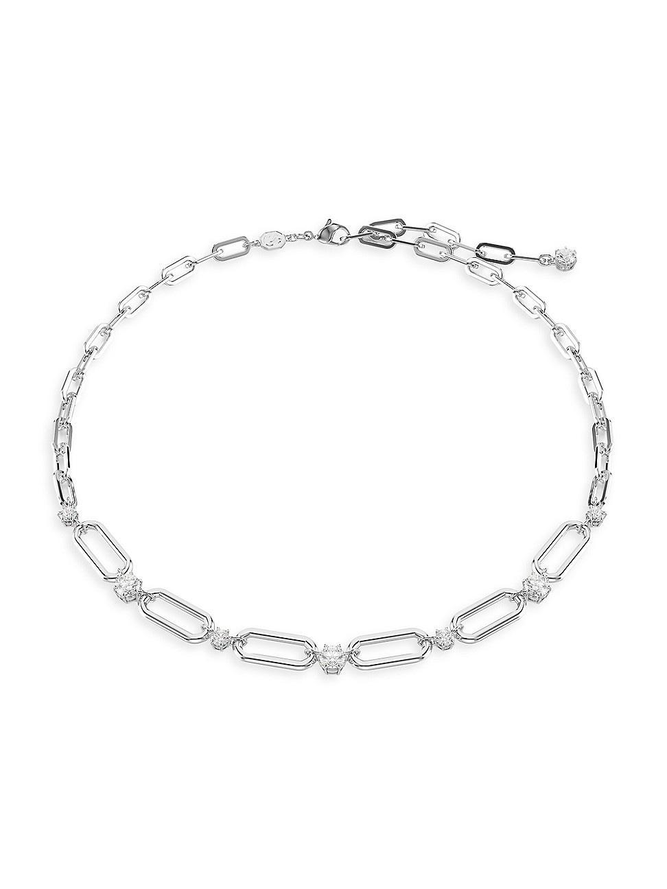 Womens Constella Rhodium-Plated & Swarovski Crystal Chain Necklace Product Image