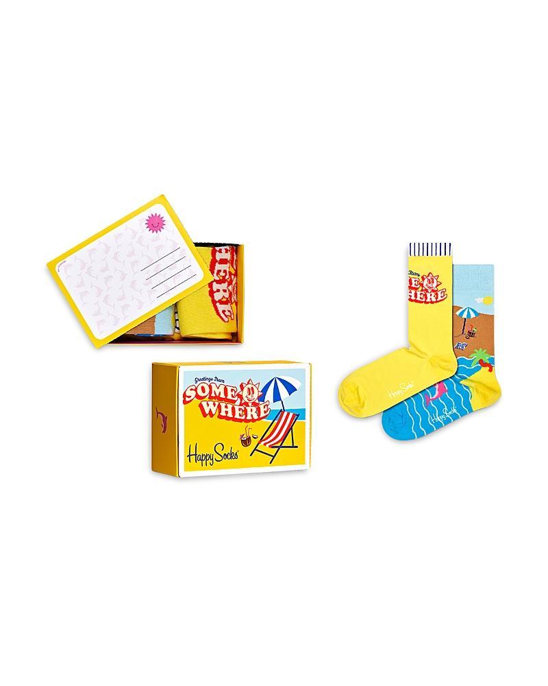 Happy Socks Wish U Were Here Cotton Blend Crew Socks Gift Box, Pack of 2 Product Image