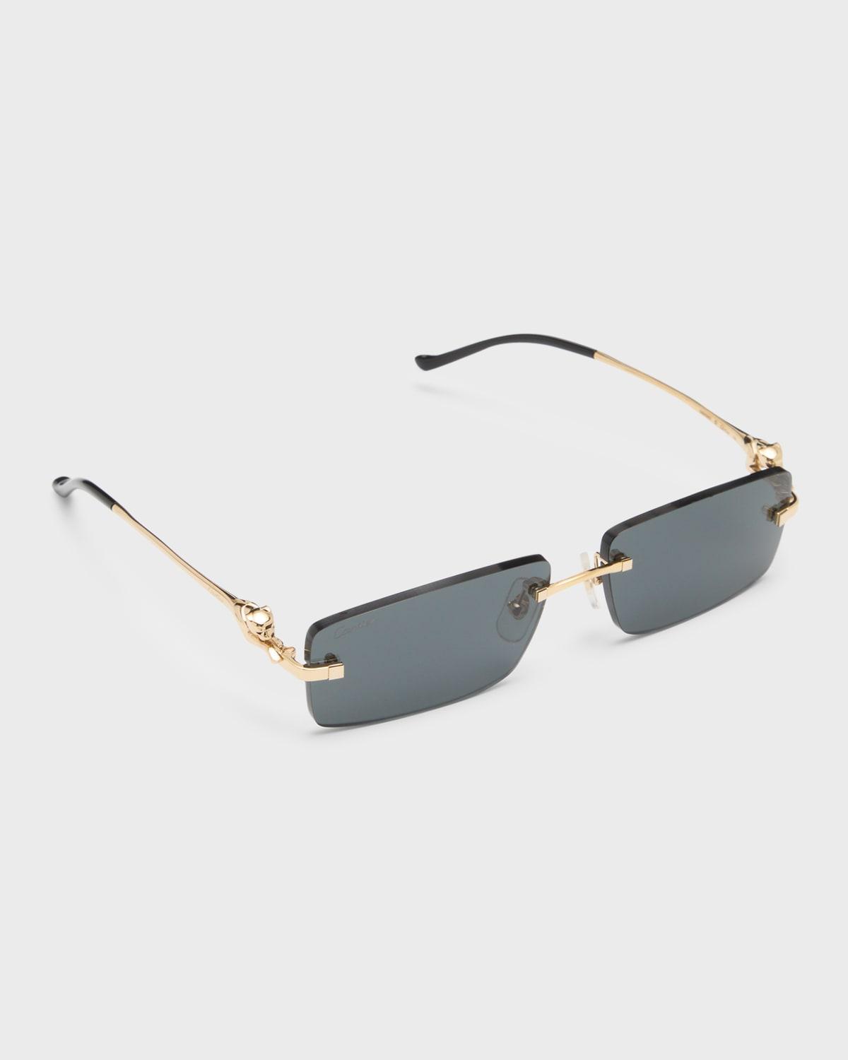 Mens Rimless Metal Rectangle Sunglasses Product Image