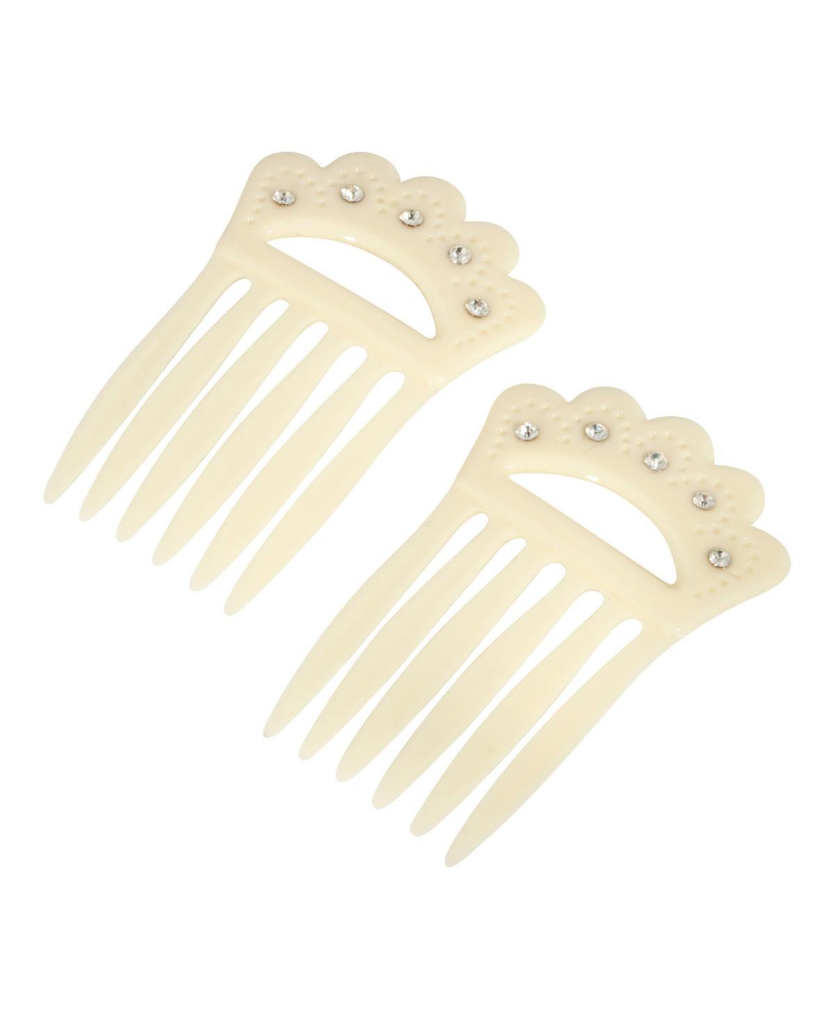 Womens Plastic with Clear Crystal Double Hair Comb Product Image