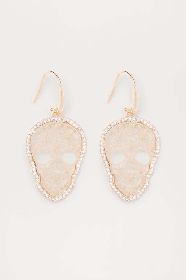 Candy Skull Earrings - Gold Product Image