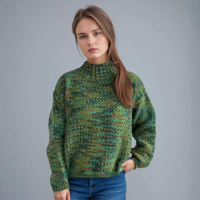 Mock Neck Melange Sweater Product Image