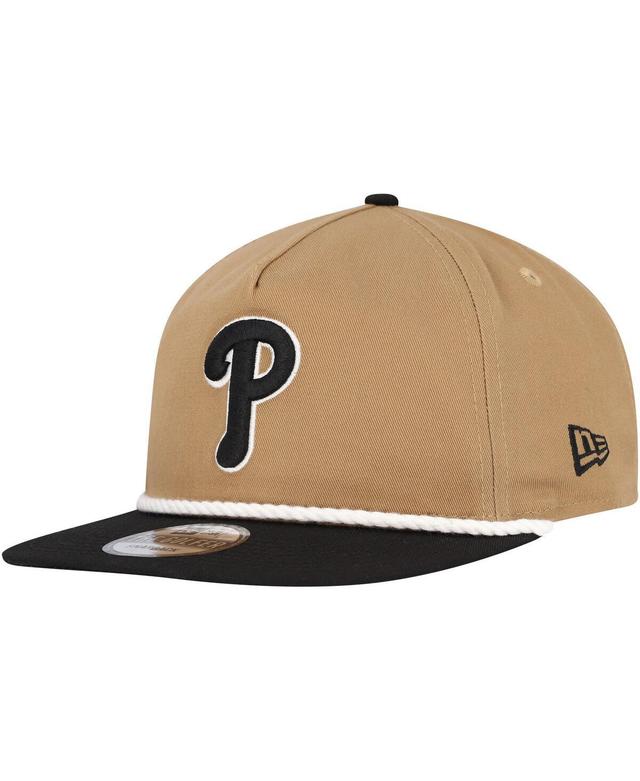 New Era Mens Khaki Philadelphia Phillies Golfer Snapback Hat - Khaki, Black Product Image