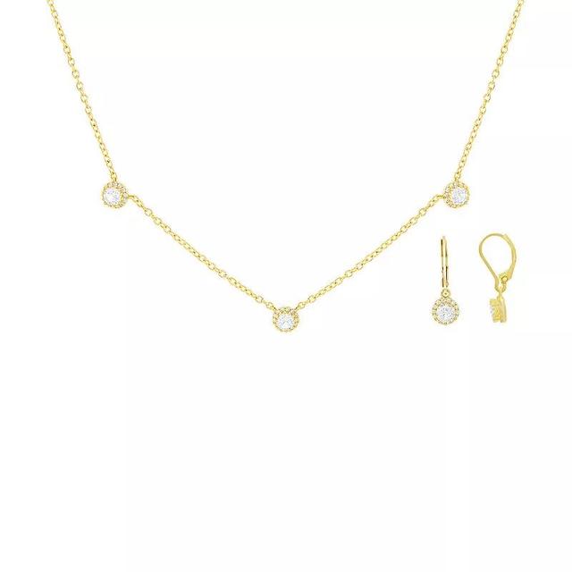 Emberly Cubic Zirconia Drop Earrings & Station Necklace Set, Womens, Yellow Product Image