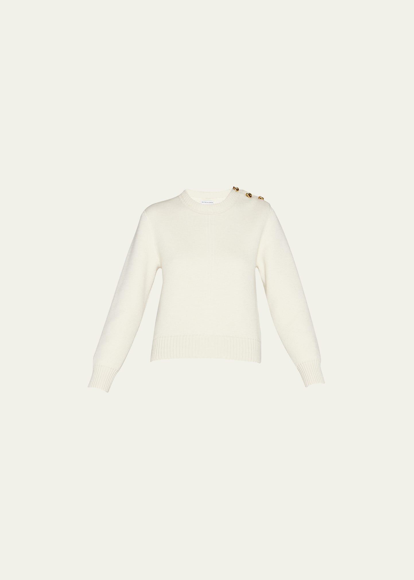 Womens Knotted Button Crewneck Sweater Product Image