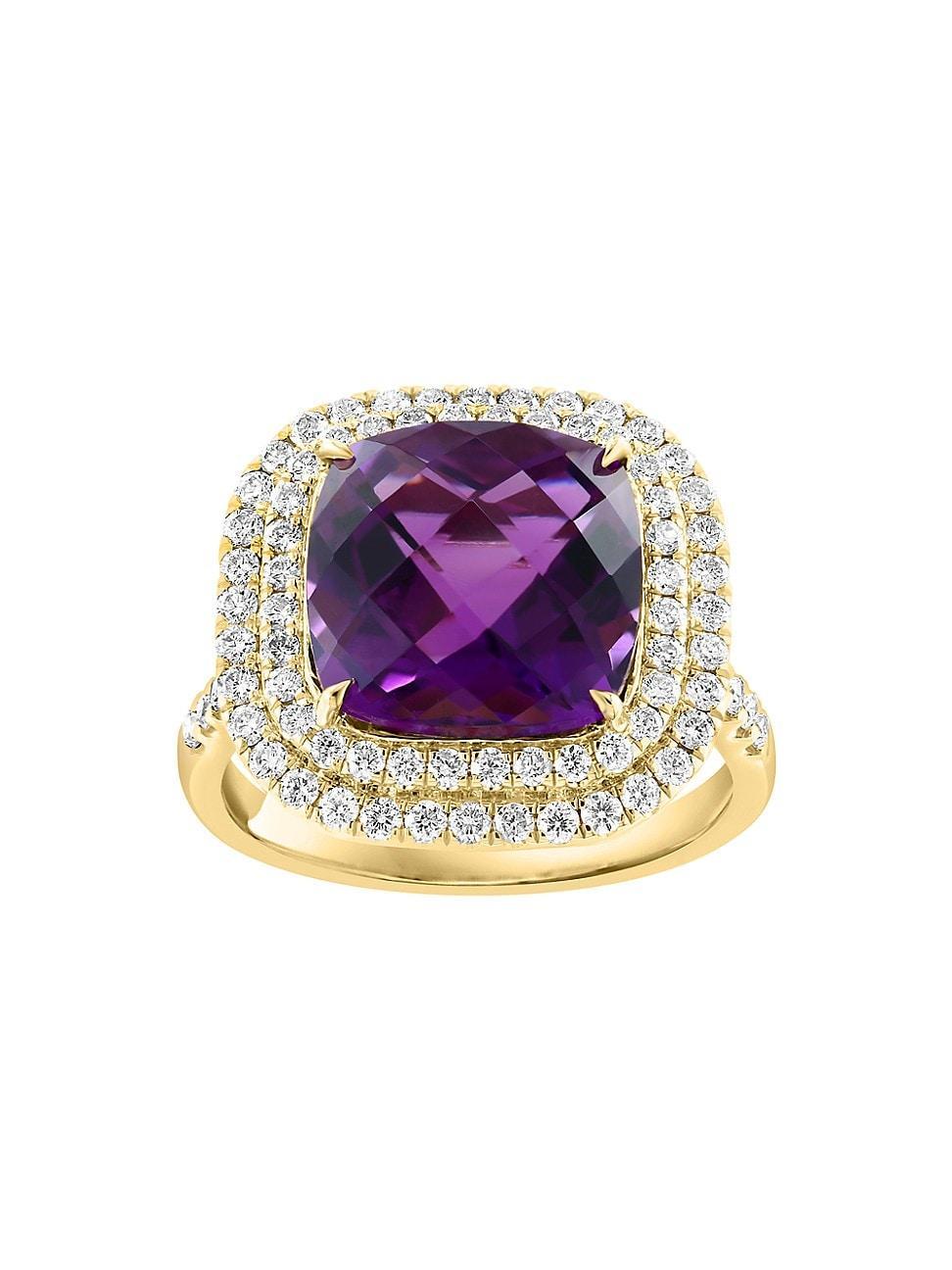 Womens 14K Yellow Gold, Amethyst & 0.77 TCW Diamond Halo Ring Product Image