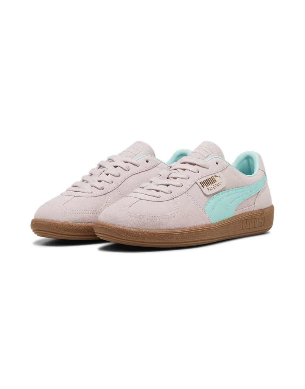 PUMA Palermo sneakers with gum soles in pink and blue Product Image