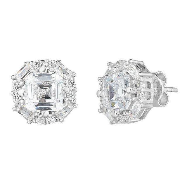 Sunkissed Sterling Cubic Zirconia Hexagonal Cluster Stud Earrings, Women's, Silver Product Image