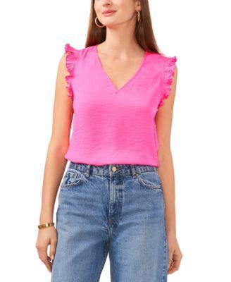 Vince Camuto Womens Pleated-Sleeve V-Neck Top Product Image