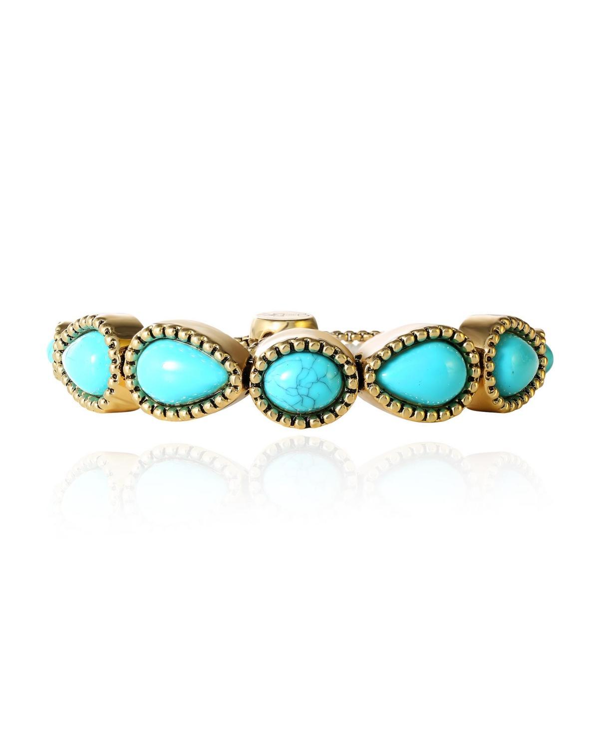 Jessica Simpson Womens Turquoise Stone Slider Bracelet - Oxidized Gold-Tone or Silver-Tone Lariat Bracelet with Turquoise Accents Product Image