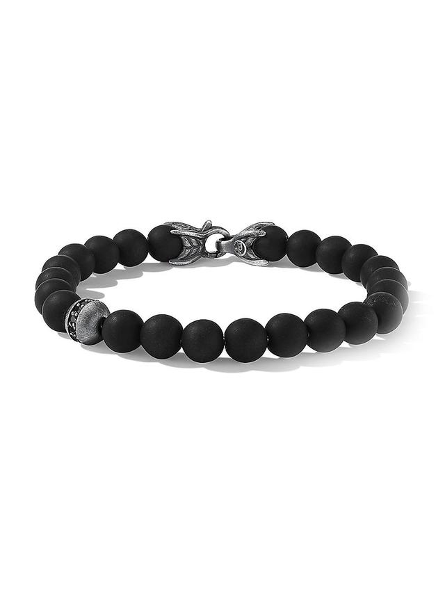 Mens Spiritual Bead Black Diamond, Black Onyx & Sterling Silver Bracelet Product Image