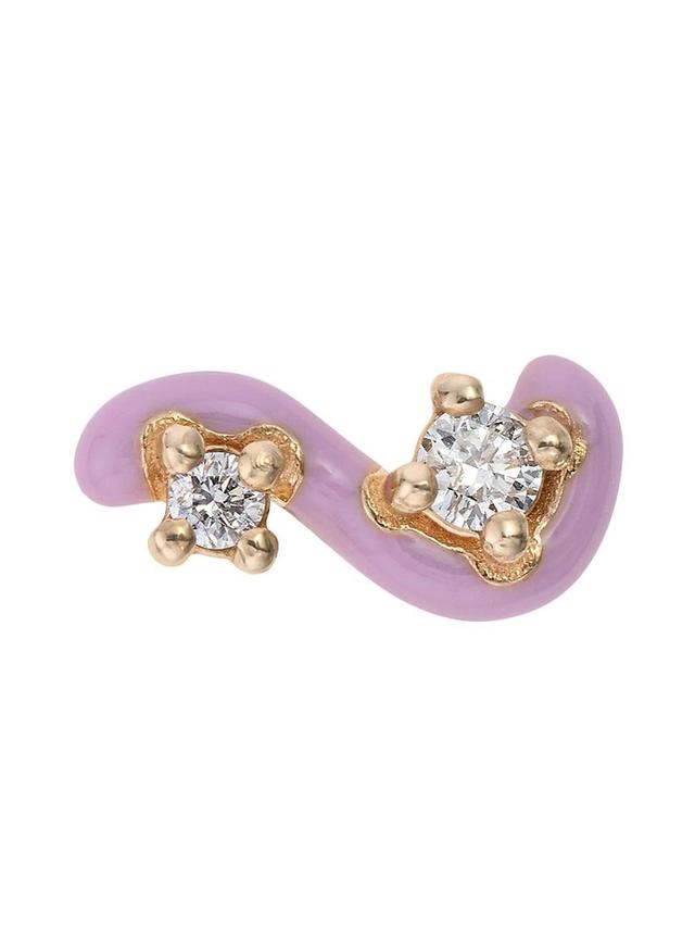 Womens Loop Goldtone, Enamel & 0.05 TCW Diamond Single Mini Stud Earring Product Image