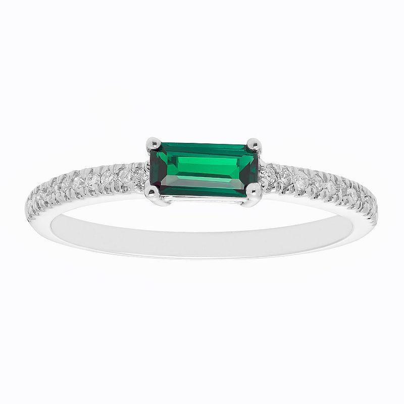 The Regal Collection 14k Gold 1/10 Carat T.W. Diamond & Lab-Created Emerald Stackable Ring, Womens Green Product Image