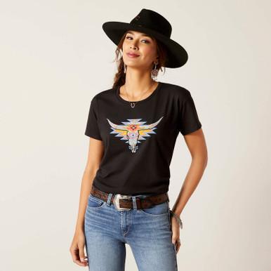 SALE Ariat® Ladies' S/S Black Geo Skull Tee Product Image