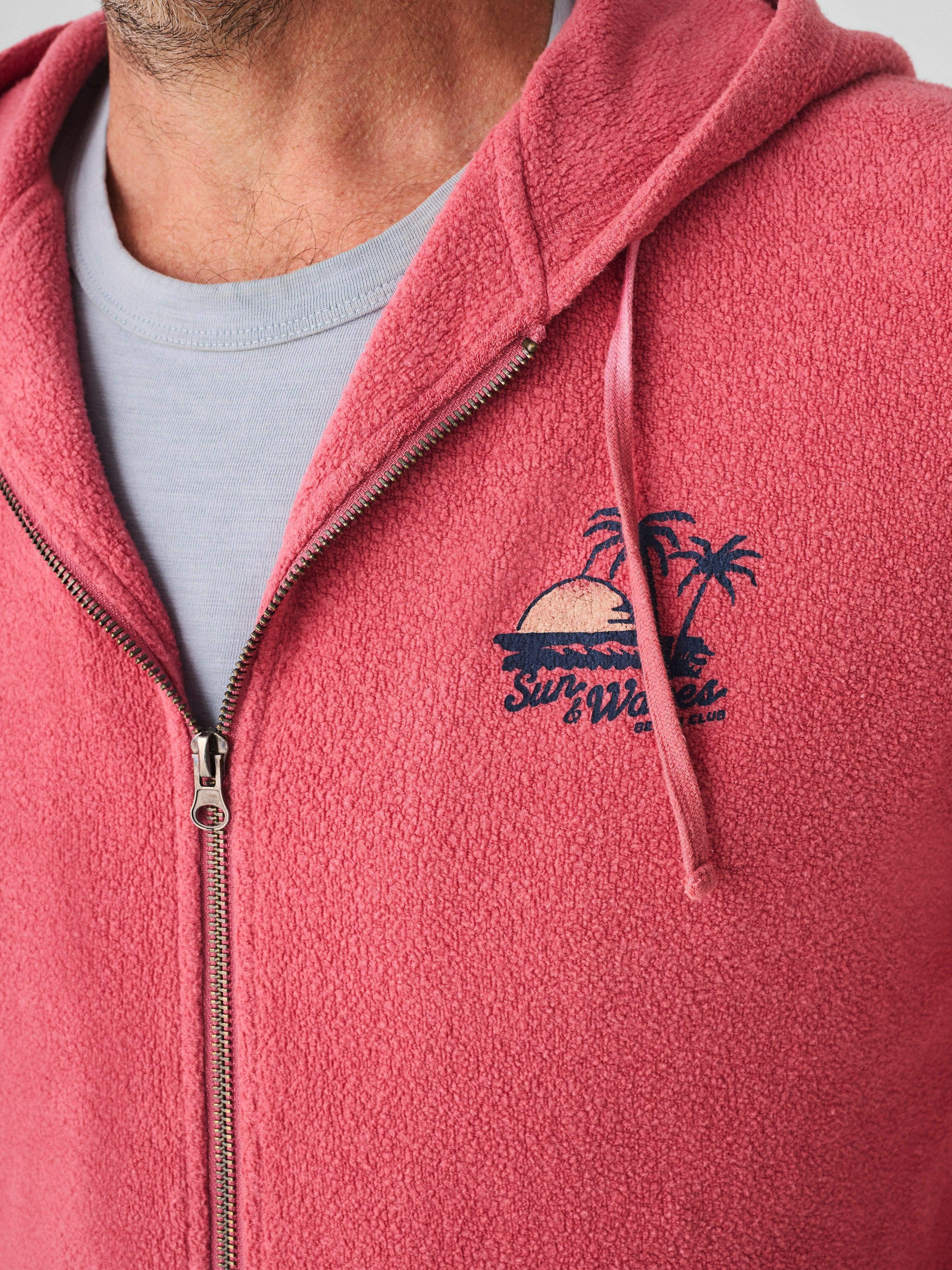 Beach Fleece Zip Hoodie - Venice Red Male Product Image