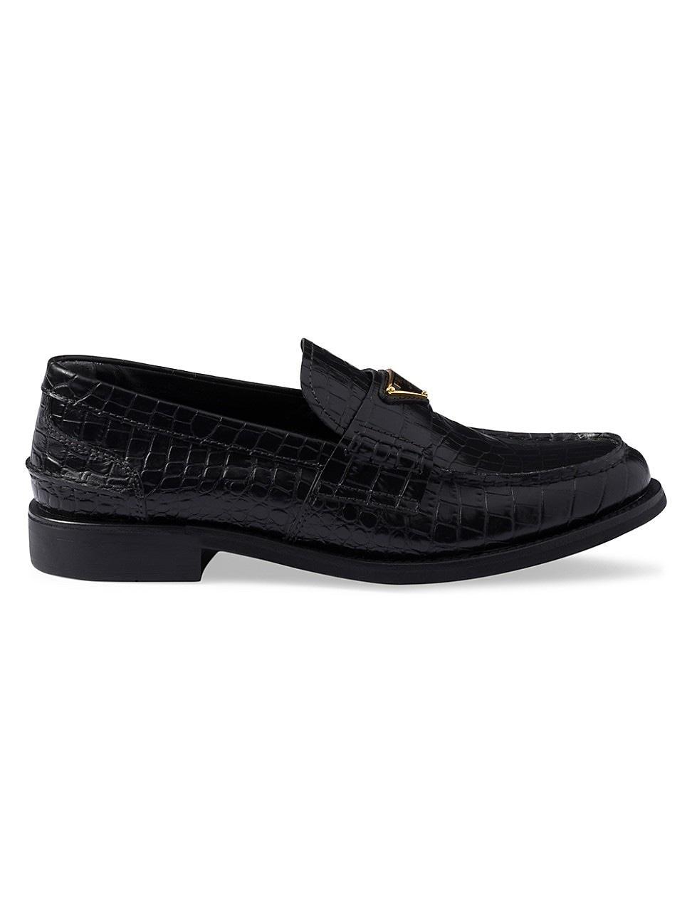 Womens Croco-Print Leather Loafers product image