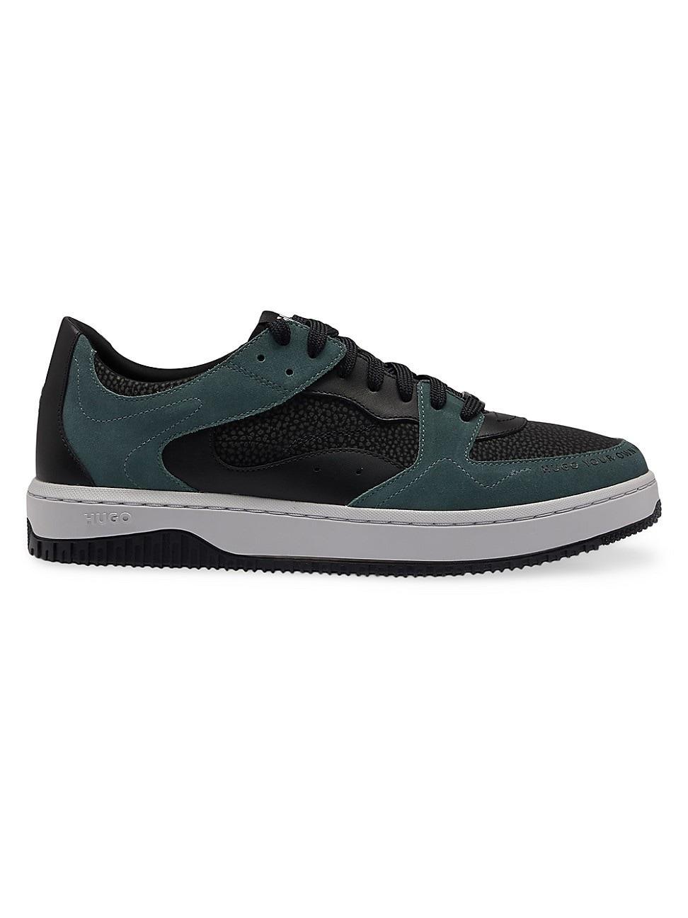 Mens Lace-Up Trainers Sneakers in Faux Leather and Suede Product Image