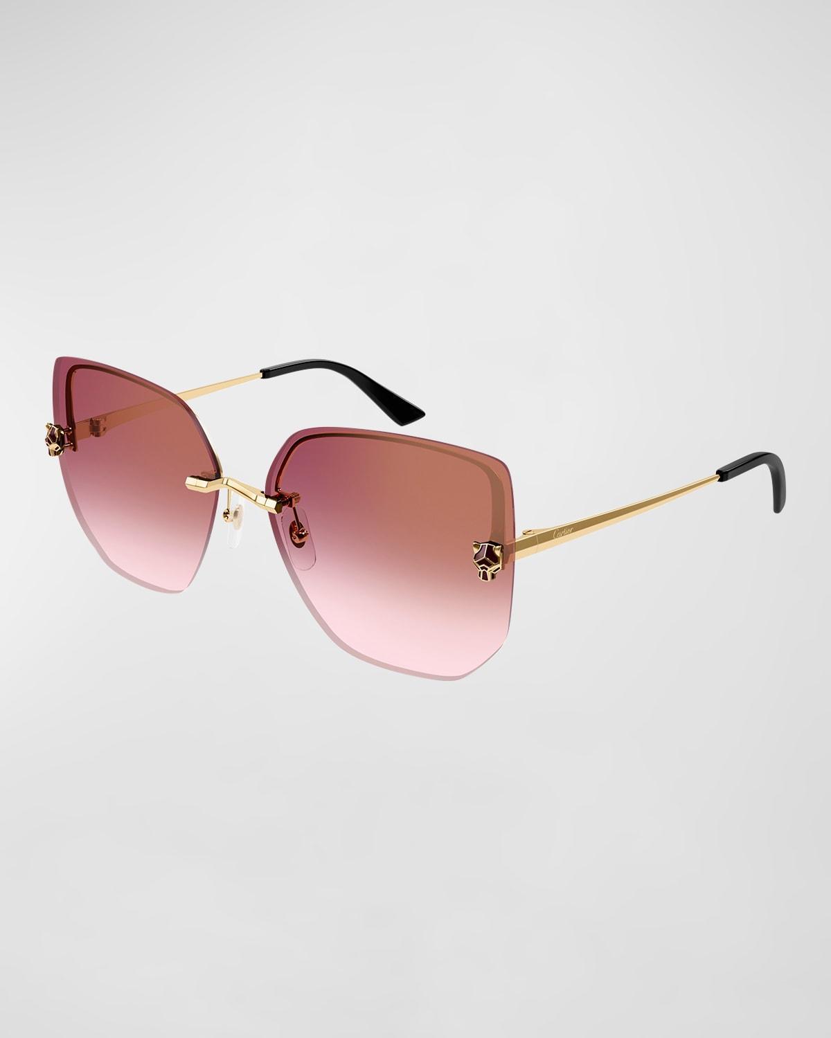 Panther Rimless Metal Alloy Butterfly Sunglasses Product Image