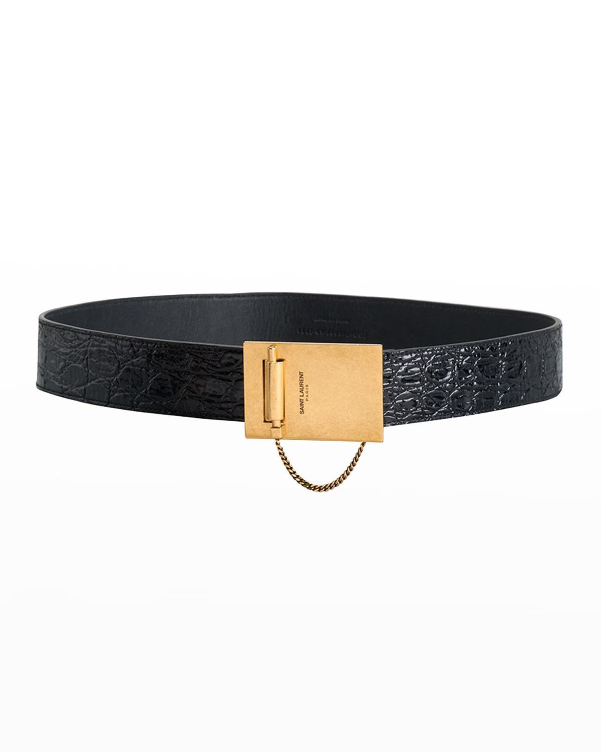 Saint Laurent Croc Embossed Belt Product Image