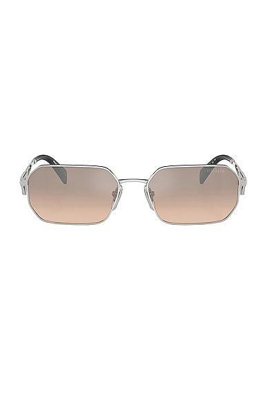 Prada Rectangle Sunglasses in Metallic Silver Product Image