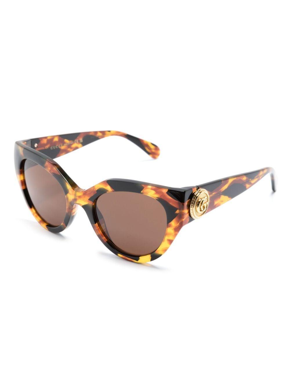 Logo-plaque Cat Eye-frame Sunglasses In Brown Product Image