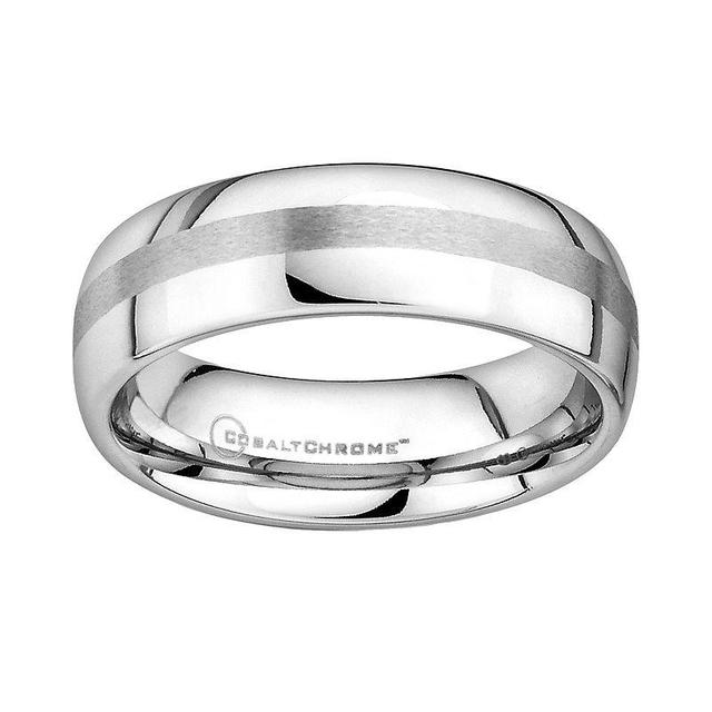 Boston Bay Diamonds Cobalt Chrome Brushed Stripe Wedding Band - Men, Mens Grey Product Image