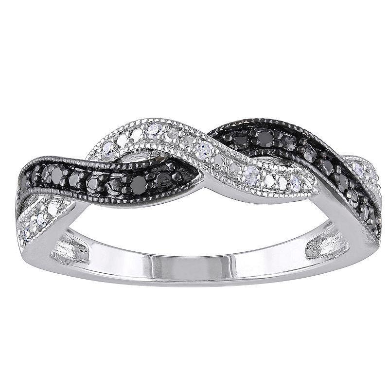 Stella Grace Sterling Silver 1/10 Carat T.W. Black & White Diamond Infinity Ring, Womens Multicolor Product Image