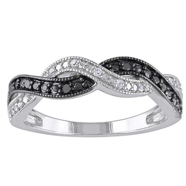 Stella Grace Sterling Silver 1/10 Carat T.W. Black & White Diamond Infinity Ring, Womens Product Image