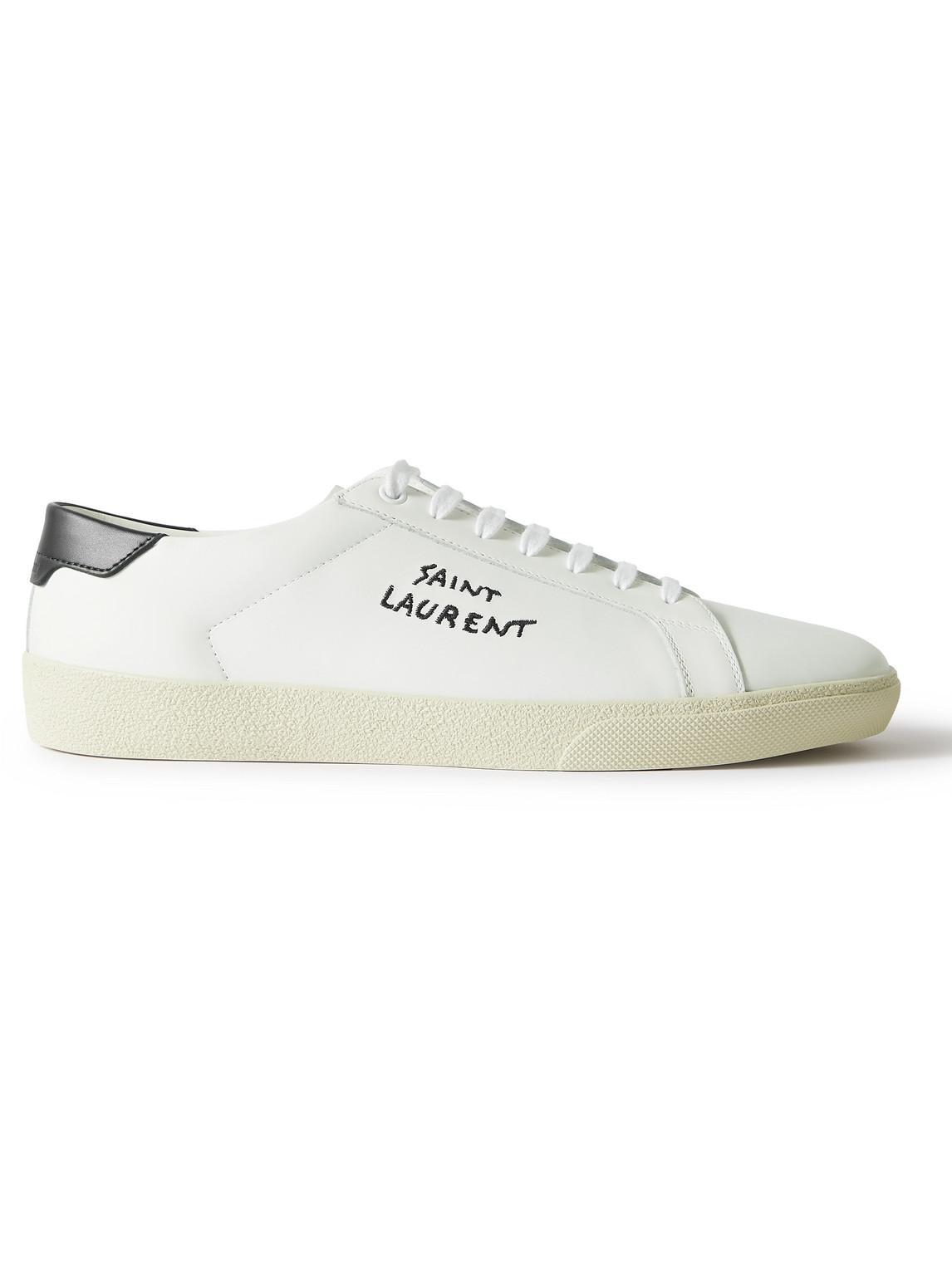 SAINT LAURENT Logo-embroidered Low-top Sneakers In White Product Image