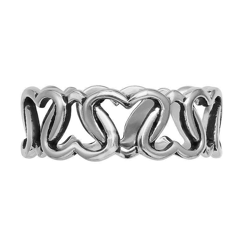 PRIMROSE Sterling Silver Interlocking Heart Ring, Womens Product Image