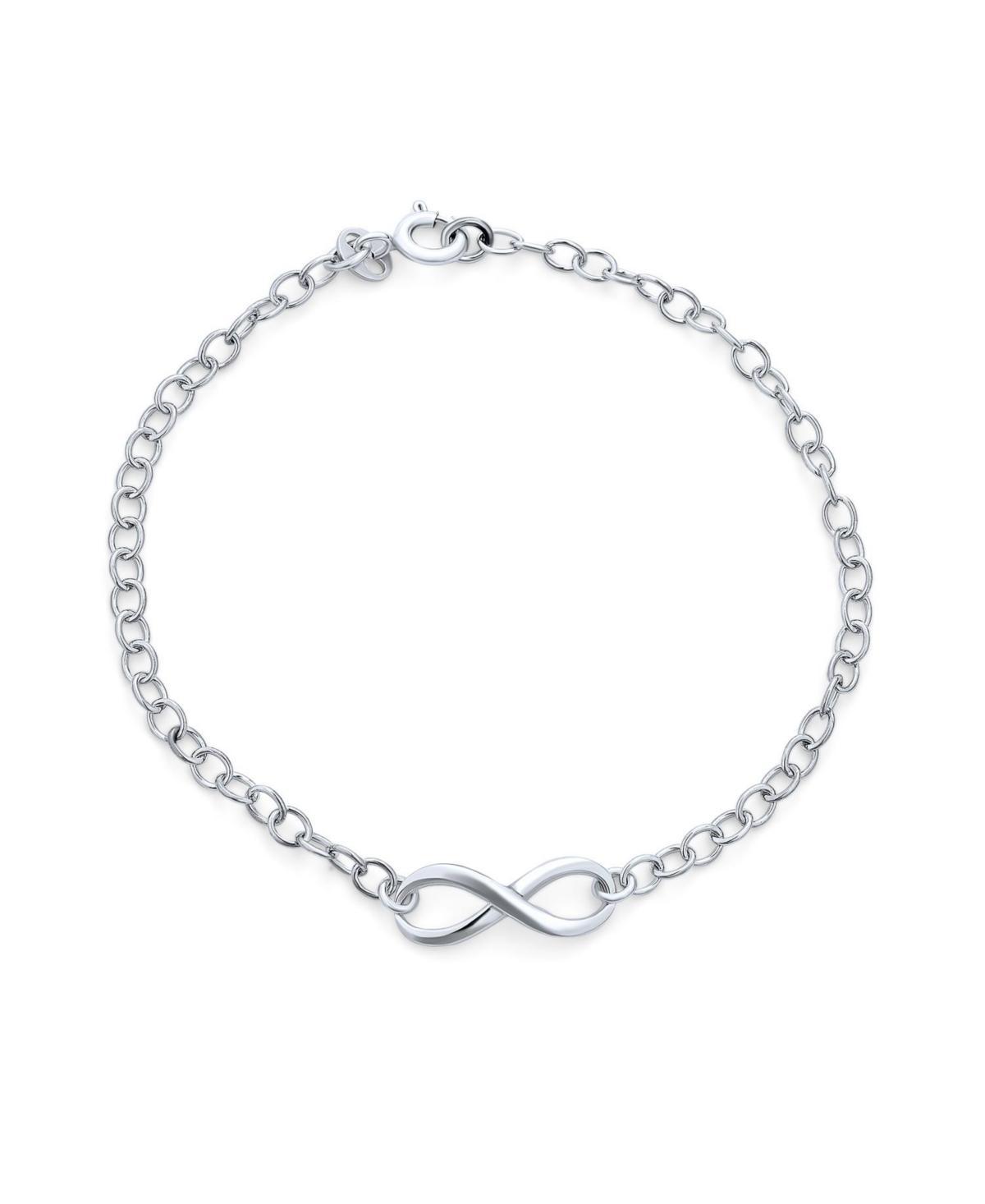 Delicate Minimalist Romantic Eternal Love Knot figure Eight Chain Infinity Bracelet For Women Teen Girlfriend .925 Sterling Silver 7.5 Product Image