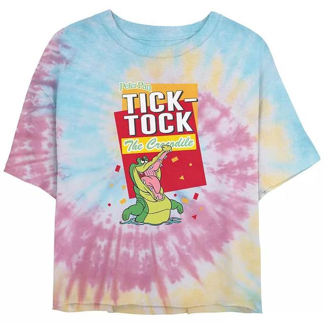 Disneys Peter Pan Tick-Tock The Crocodile Juniors Cropped Tie Dye Graphic Tee, Womens Product Image