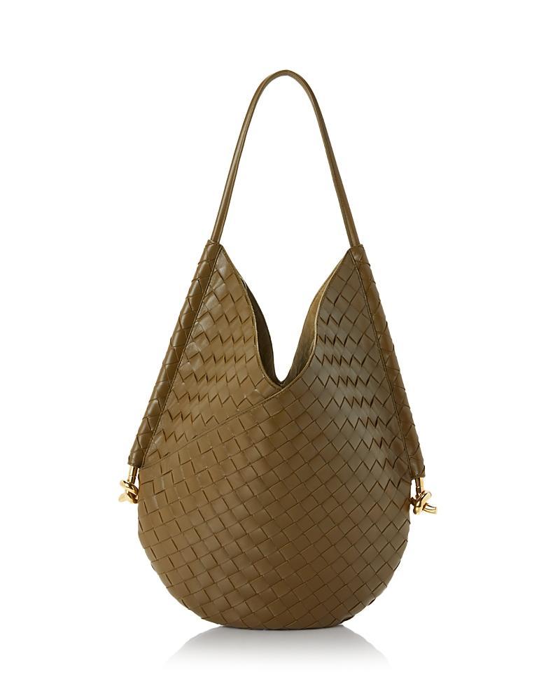 Bottega Veneta Intrecciato Leather Hobo in 3002 Dark Green-M Brass at Nordstrom Product Image