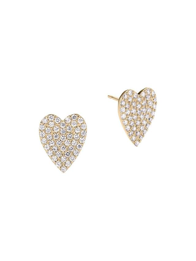 Flawless Small Diamond Heart Stud Earrings Product Image