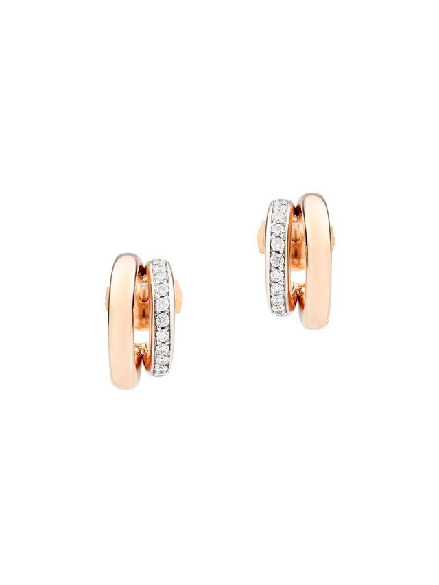 Womens Iconica 18K Rose Gold & Diamond Double-Hoop Earrings Product Image