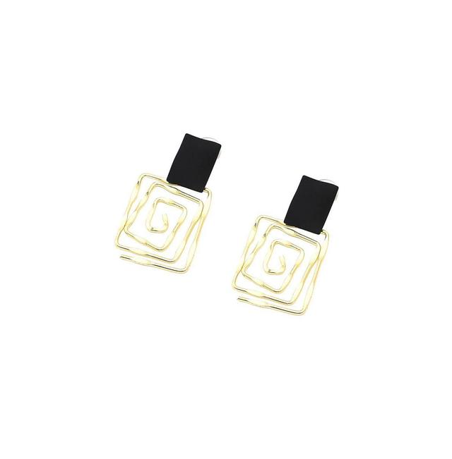 Sohi Womens Black Geometric Spiral Drop Earrings Product Image