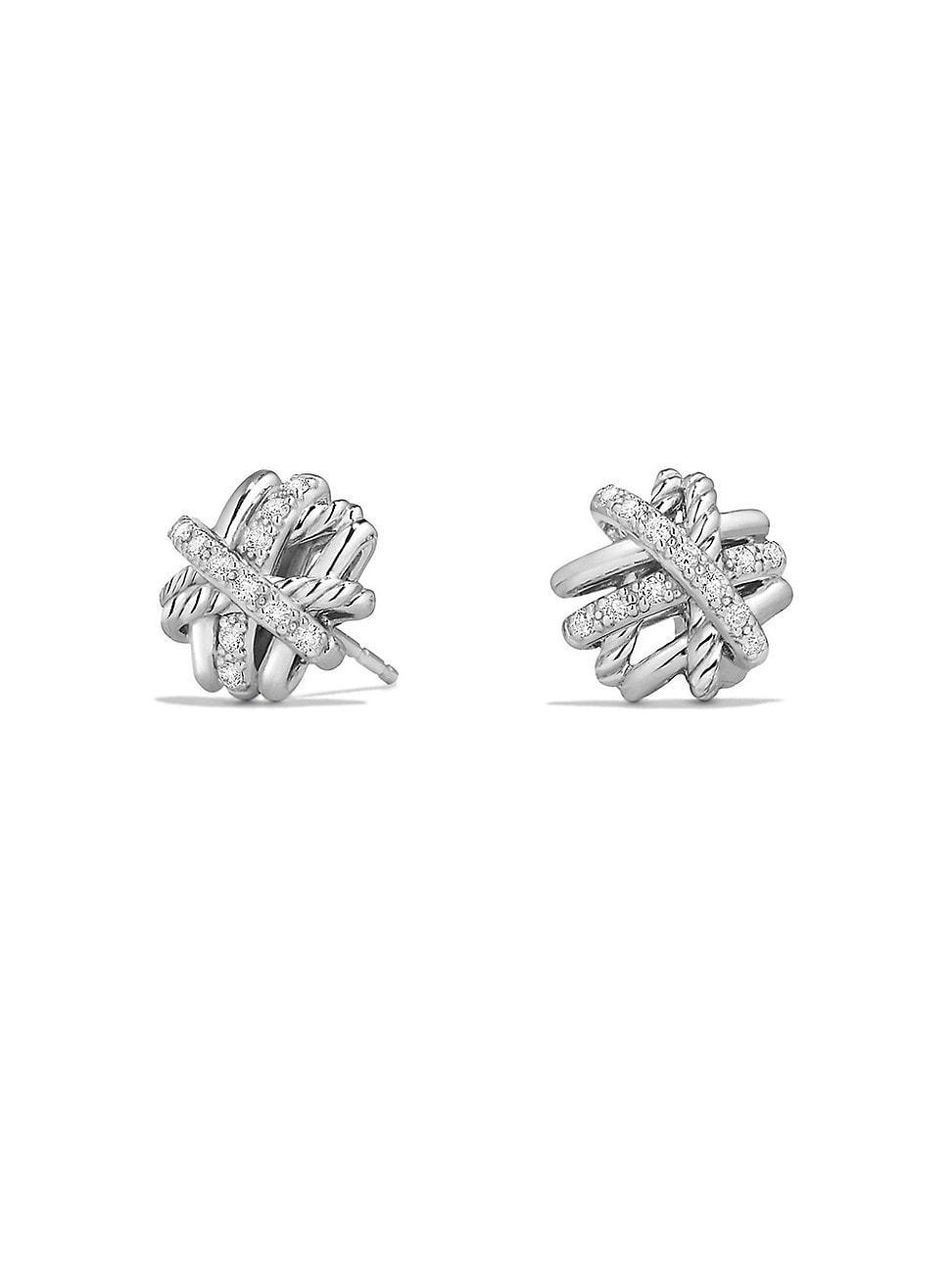 Womens Crossover Earrings with Diamonds/11mm Product Image