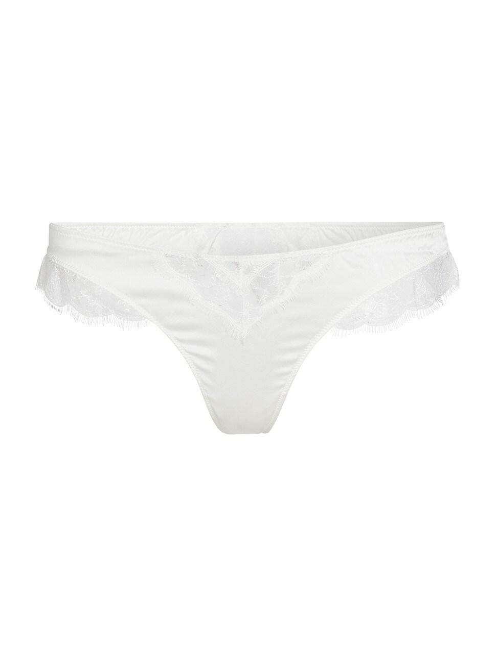 Sensuel Lace-Trim Silk Thong Product Image