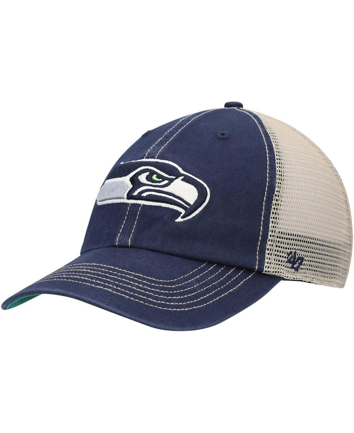 Mens 47 College /Natural Seattle Seahawks Trawler Trucker Clean Up Snapback Hat, Blue Product Image