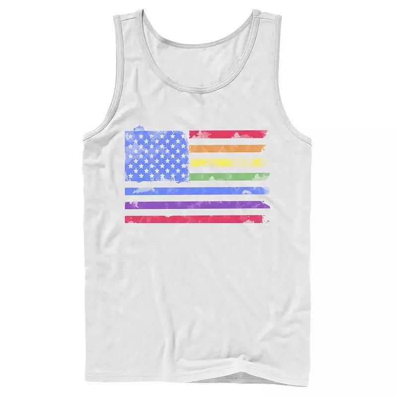 Mens American Rainbow Flag Watercolor Pride Tank Top Product Image