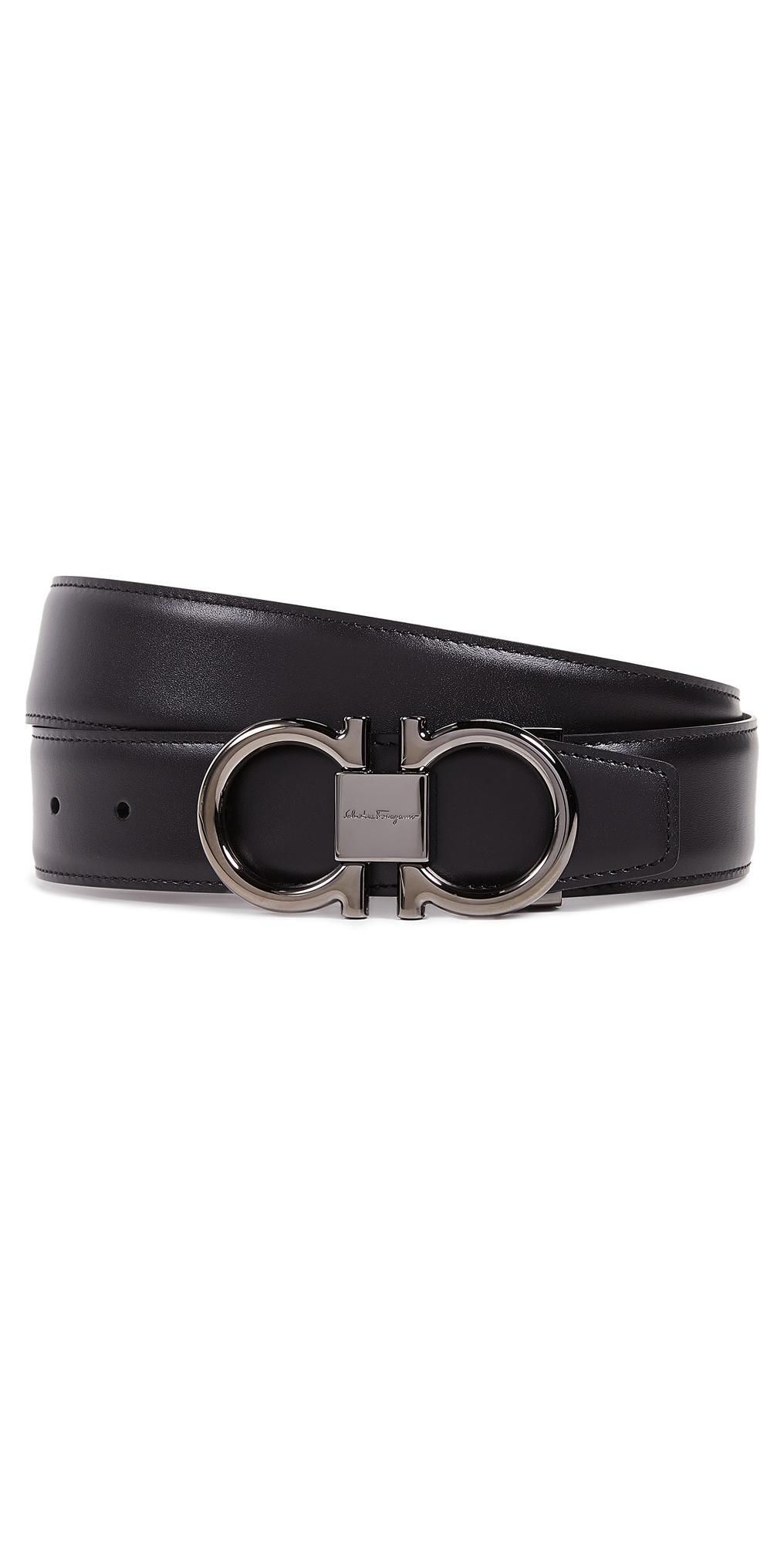 FERRAGAMO Gancio Reversible Calfskin Leather Belt Product Image